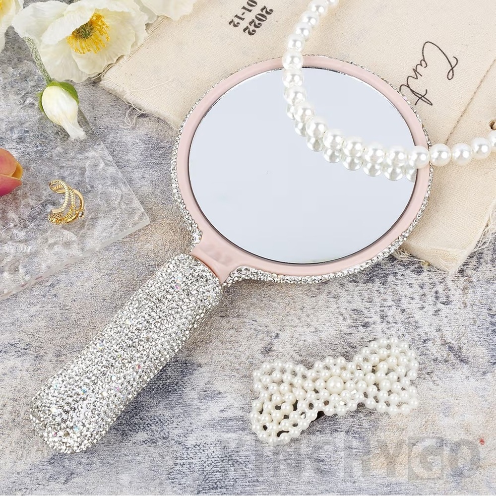 NWT Sparkling Swarovski Bling Crystal Rhinestone Hand Mirror